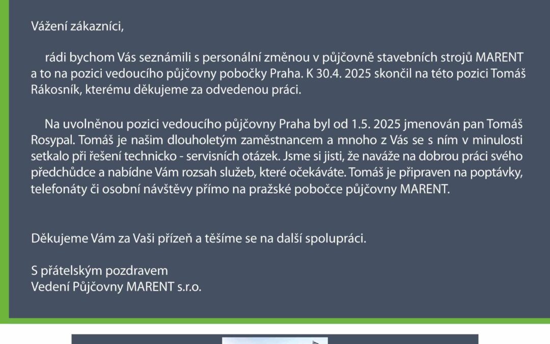 Nový vedoucí pobočky Praha